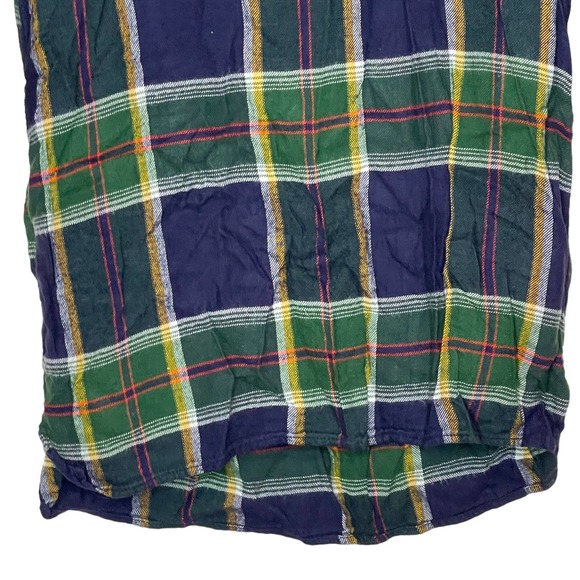 Old Navy Girls L(10) Plus Green Blue Roll Tab Sleeve Plaid Flannel Shirt Dress - Picture 5 of 8